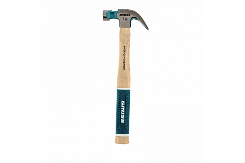  Молоток-гвоздодер,200 г, угол 45, магнит, обрезиненная рукоятка AMERICAN HICKORY // GROSS 