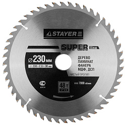  Диск пильный "SUPER-Line" по дереву, 230х30мм, 48Т STAYER MASTER 