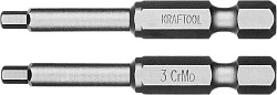  Биты торсионные кованые HEX6, 50мм, 2шт. обточ, Cr-Mo сталь, C 1/4", KRAFTOOL ЕХPERT 
