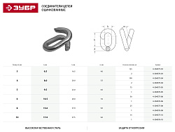  Соединитель цепей ЗУБР, оцинкованный, 4мм, ТФ5, 100 шт 