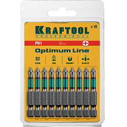  Биты PH1, 50 мм, тип хвостовика E 1/4", 10 шт в блистере KRAFTOOL 