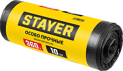  Строительные мусорные мешки STAYER 360л, 10шт, особопрочные, чёрные, HEAVY DUTY 
