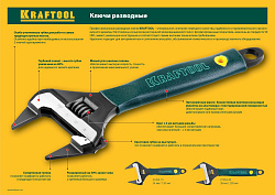  Ключ разводной KRAFTOOL "PROFESSIONAL",фосфатир.покрытие,эргономичная обрезиненная рукоятка 200/38мм 