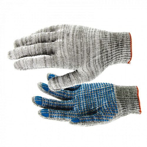  Перчатки трикотажные, ПВХ-покрытие "Точка", серый меланж, 10 класс 