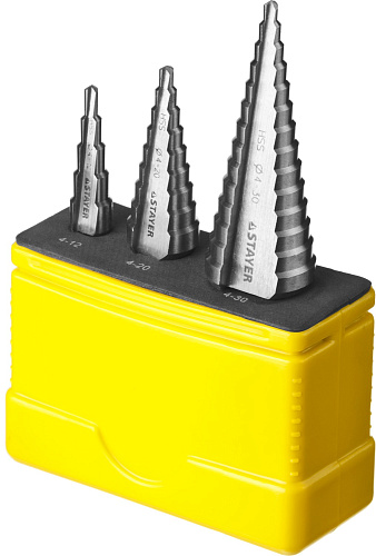  Набор ступенчатых сверл по металлу 3 шт. STAYER 29660-4-30-H3 