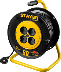  Удлинитель на катушке "MS 207", 50 м, 2200 Вт, 4 гнезда, ПВС 2x0,75 мм2, STAYER 