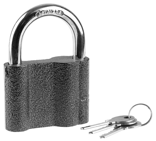 Замок навесной, 80мм металлический корпус, с закаленной дужкой, в коробке, STAYER "MASTER" 