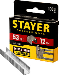  STAYER 12 мм скобы для степлера тонкие тип 53, 1000 шт 