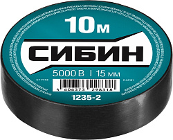  Изолента ПВХ, 10м х 15мм, черная СИБИН 