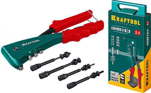  Заклепочник комбинированный, KRAFTOOL "Combo2-M6" кейс, 31180 