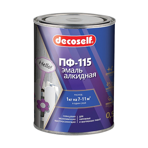  Эмаль Pufas Decoself ПФ-115, светло-серая (0,9 кг) 