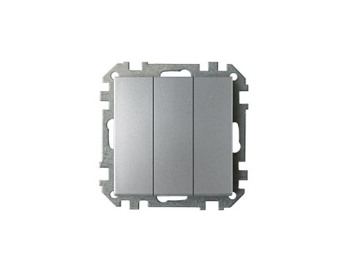  Выключатель 3 клав. (cкрытый, 10А) серебро, Стиль, Bylectrica 