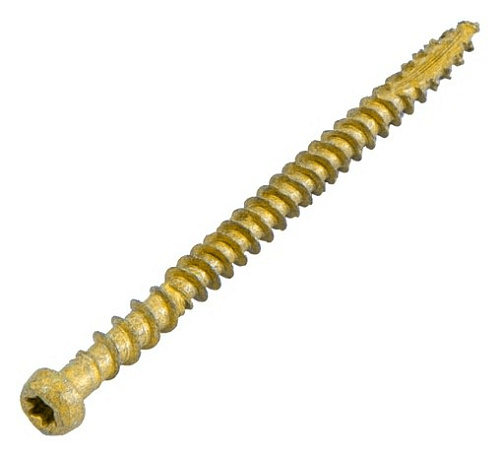  Шуруп для террасной доски Rusconnect NANO 5х70 мм двойная резьба полуцилиндр. голов. жёлтый  /100 шт 