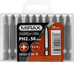  Биты PH2 50мм, тип хвостовика E 1/4", 10шт MIRAX 