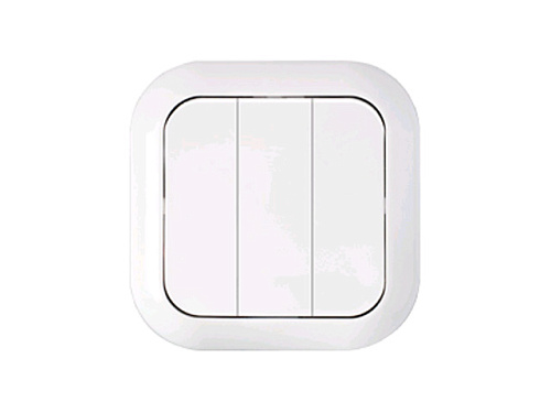  Выключатель 3 клав. (cкрытый, 6А) белый, Гармония,  BYLECTRICA 