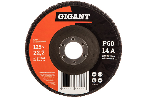  Круг лепестковый (125x22.2 мм; P60) Gigant G-11036 