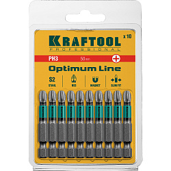  Биты PH3, 50 мм, тип хвостовика E 1/4", 10 шт в блистере KRAFTOOL 