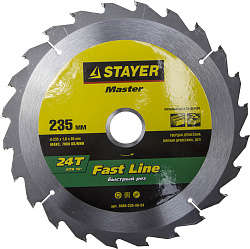  Диск пильный "FAST-Line" по дереву, 235x30мм, 24Т STAYER "MASTER" 
