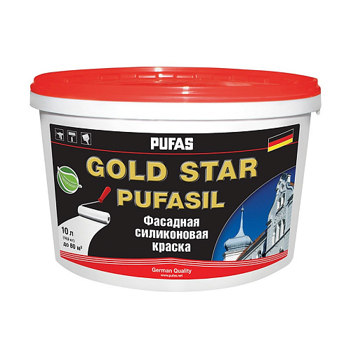  Краска в/д фасадная Pufas GOLD STAR PUFASIL A (10 л) 