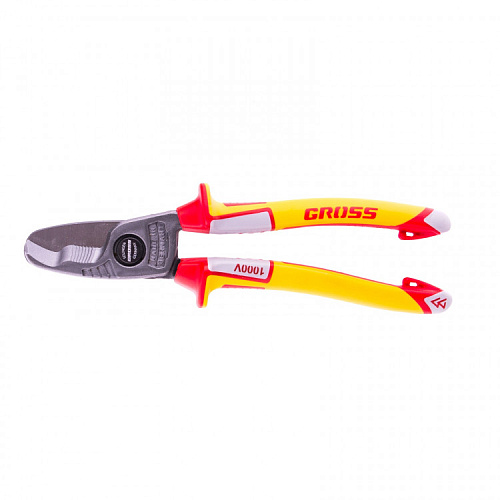  Кабелерез, диэлектрические рукоятки до 1000 В, трехкомпонентные рукоятки, 210 мм// Gross 