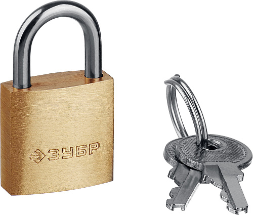  Замок навесной мини, ЗУБР 20 ММ, ЛАТУННЫЙ КОРПУС 37130-20_Z01 