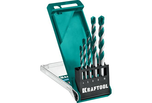  Набор сверл по керамограниту с твердосплавной пластиной KRAFTOOL KERAMO 5 шт: 4-5-6-8-10 мм 