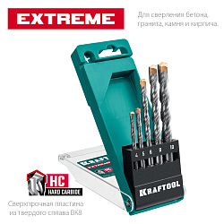 KRAFTOOL EXTREME 5 шт: 4-5-6-8-10 мм набор сверл по бетону, 3-х гранный хвостовик 