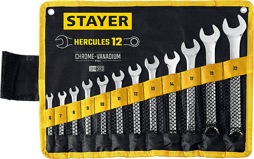  Набор комбинированных гаечных ключей 12 шт, 6 - 22 мм, STAYER HERCULES 