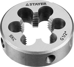  Плашка круглая ручная STAYER "MASTER", сталь 9ХС, для трубной резьбы G 1/2`` 