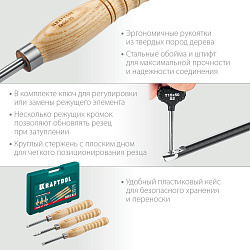  KRAFTOOL Precision-3 набор ручных резцов по дереву, 3шт, Твердосплав 