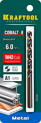  Сверло по металлу, COBALT-8, класс A, DIN 338, d=6 мм, HSS-Co(8%), KRAFTOOL  