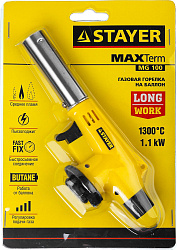  Горелка газовая на баллон, с пьезоподжигом, 1300С STAYER MaxTerm 55584 