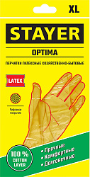  STAYER OPTIMA перчатки латексные хозяйственно-бытовые, размер L 