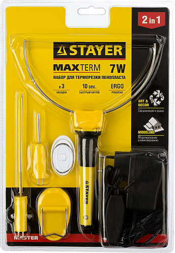  Прибор STAYER MASTER MAXtermo для художественной резки пенопласта, пластика, 3 насадки, 7Вт 