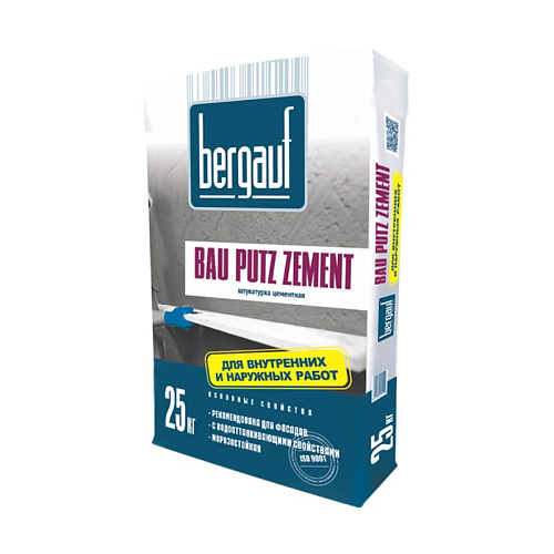  Штукатурка цементная фасадная Bergauf Bau Putz Zement, 25 кг 