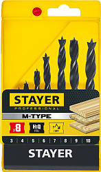  Набор сверл спиральных по дереву M-type Profesional (8 шт; 3-10 мм; HCS) Stayer 2942-H8_z02 