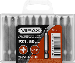  Биты MIRAX PZ1, тип хвостовика E 1/4", длина 50мм, 10шт 