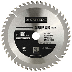  Диск пильный "SUPER-Line" по дереву, 190х20мм, 48Т STAYER MASTER 