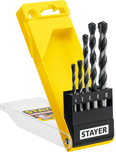  STAYER HERCULES 5 шт: d 4-5-6-8-10 мм набор сверл по бетону PROFESSIONAL 